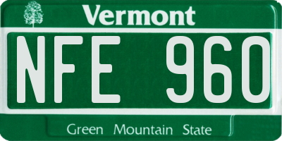VT license plate NFE960