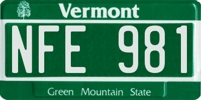 VT license plate NFE981