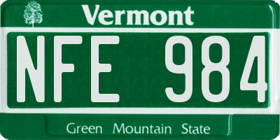 VT license plate NFE984