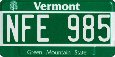 VT license plate NFE985