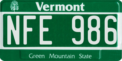 VT license plate NFE986