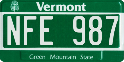 VT license plate NFE987