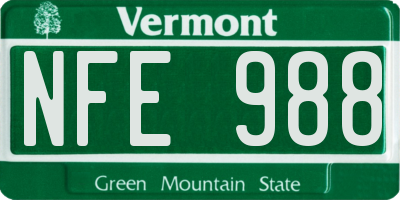 VT license plate NFE988