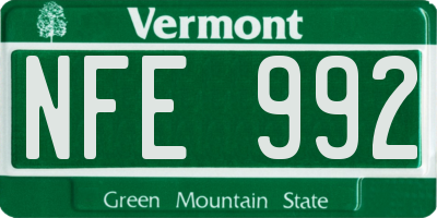 VT license plate NFE992