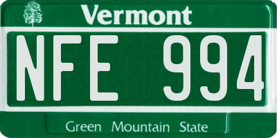 VT license plate NFE994