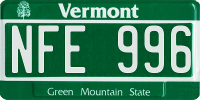 VT license plate NFE996
