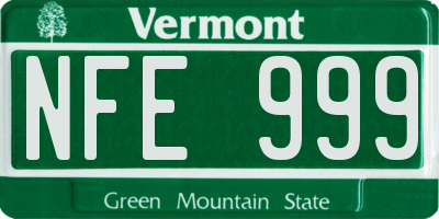 VT license plate NFE999