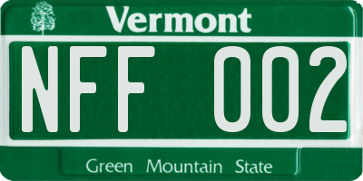 VT license plate NFF002