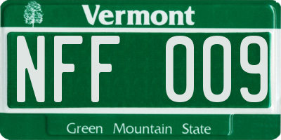 VT license plate NFF009