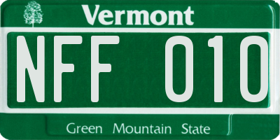 VT license plate NFF010