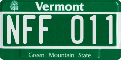 VT license plate NFF011