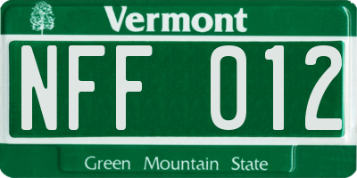 VT license plate NFF012