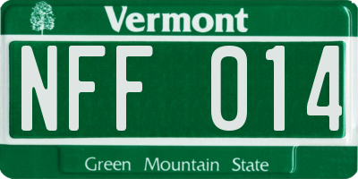 VT license plate NFF014