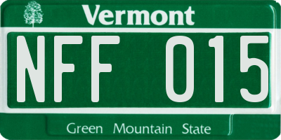 VT license plate NFF015