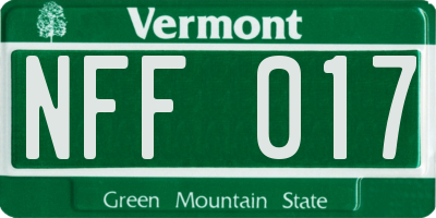 VT license plate NFF017