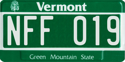 VT license plate NFF019