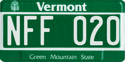 VT license plate NFF020