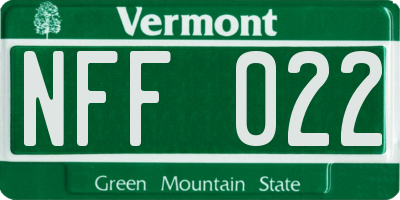 VT license plate NFF022