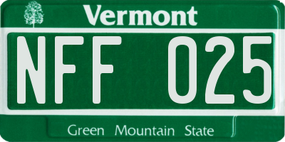 VT license plate NFF025