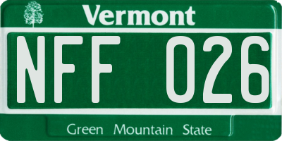 VT license plate NFF026