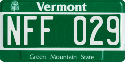 VT license plate NFF029