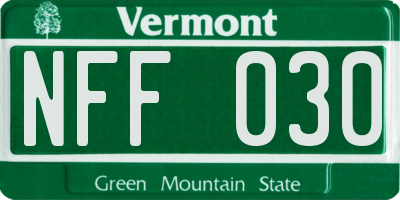 VT license plate NFF030