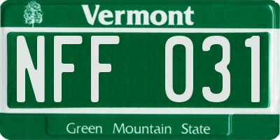 VT license plate NFF031