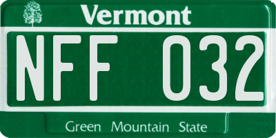 VT license plate NFF032