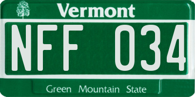 VT license plate NFF034