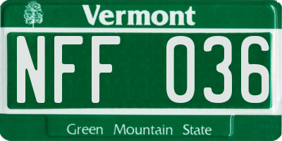 VT license plate NFF036