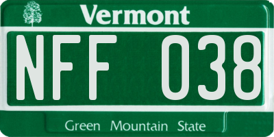 VT license plate NFF038