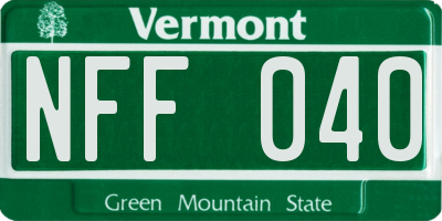 VT license plate NFF040