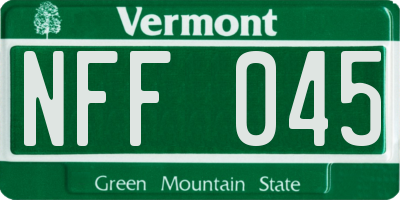VT license plate NFF045