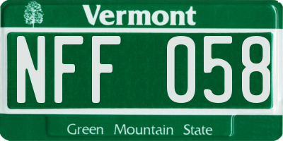 VT license plate NFF058