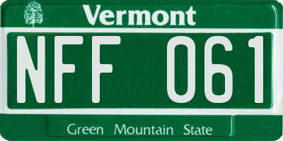 VT license plate NFF061
