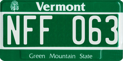 VT license plate NFF063