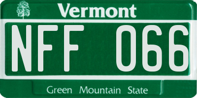 VT license plate NFF066