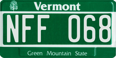 VT license plate NFF068