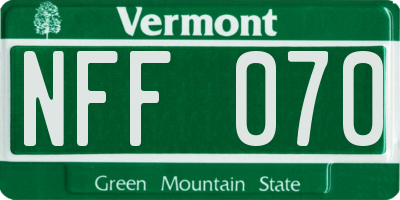 VT license plate NFF070