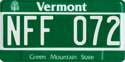 VT license plate NFF072