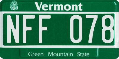 VT license plate NFF078