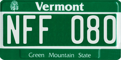 VT license plate NFF080