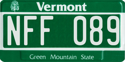 VT license plate NFF089