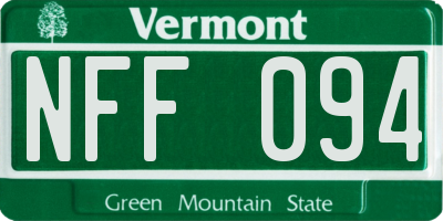 VT license plate NFF094