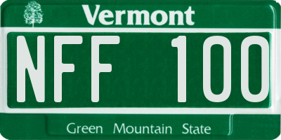 VT license plate NFF100