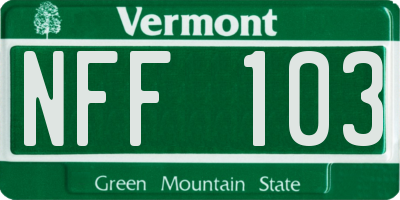 VT license plate NFF103