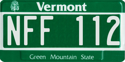 VT license plate NFF112