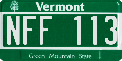 VT license plate NFF113