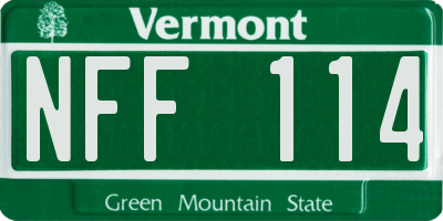 VT license plate NFF114