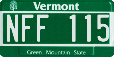 VT license plate NFF115